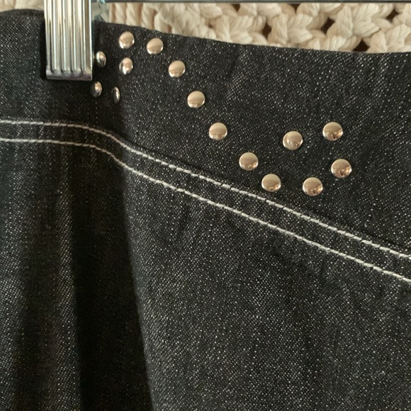 Moda International Dark Wash Denim Silver Studded Flare Jeans Size 10 - Picture 10 of 11